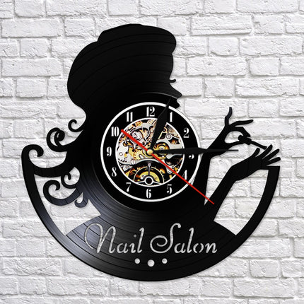 Vinyl wandklok decoratie voor nagelsalon