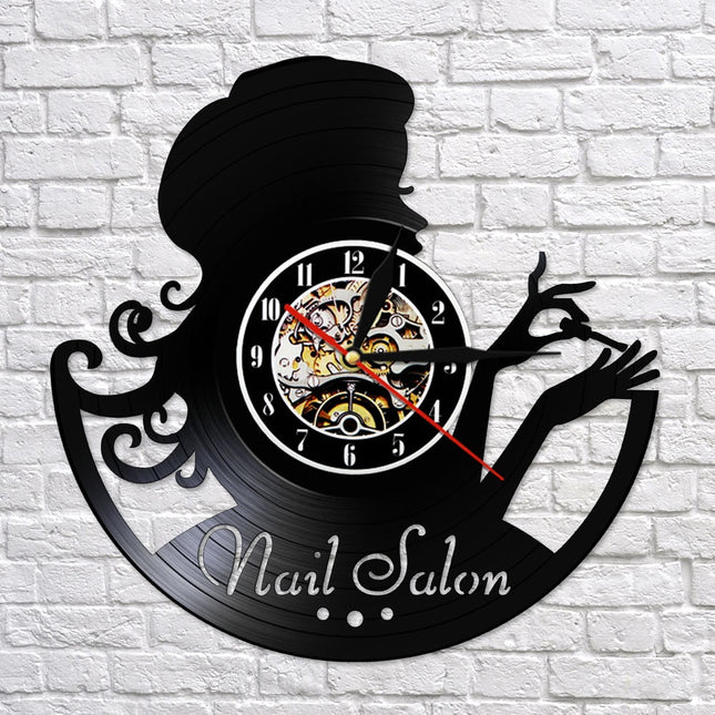 Vinyl wandklok decoratie voor nagelsalon