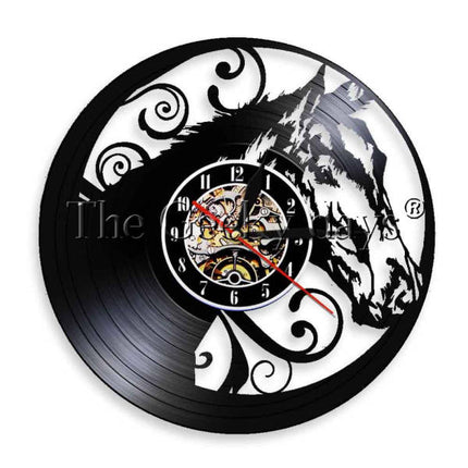 Decoratieve wandklok paard van vinyl