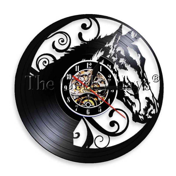 Decoratieve wandklok paard van vinyl