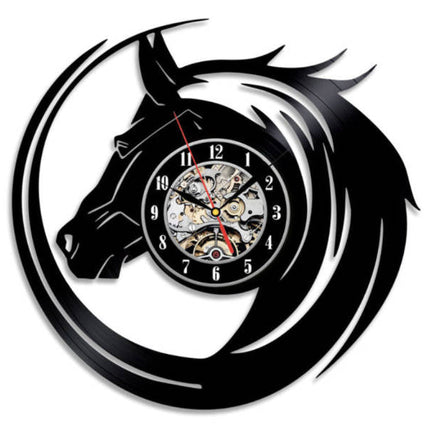 Wandklok paardenhoofd van vinylplaat