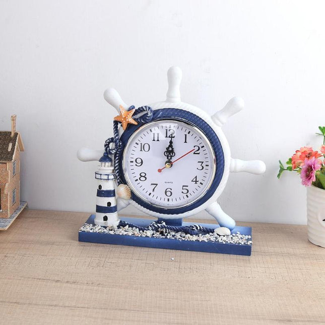 Maritieme tafelklok in stuurwiel vorm