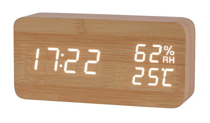 Digitale houten wekker met temperatuur