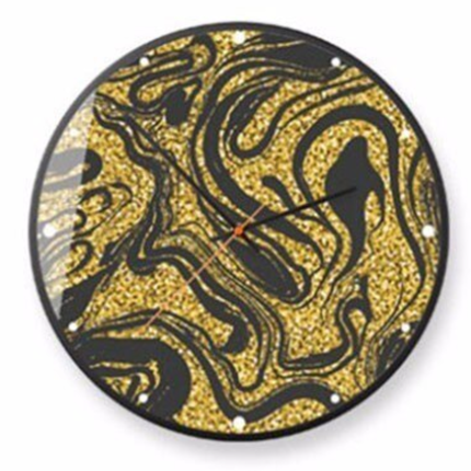 Wandklok met zwart goud marmerlook