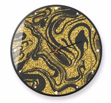 Wandklok met zwart goud marmerlook