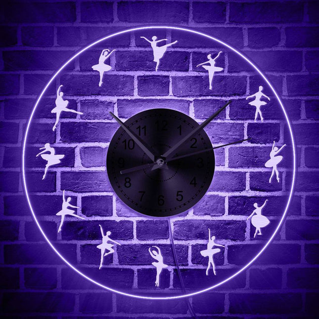 Ballerina wandklok met led verlichting