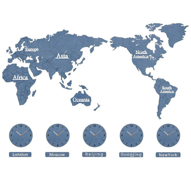 Moderne wereldkaart klok met tijdzones
