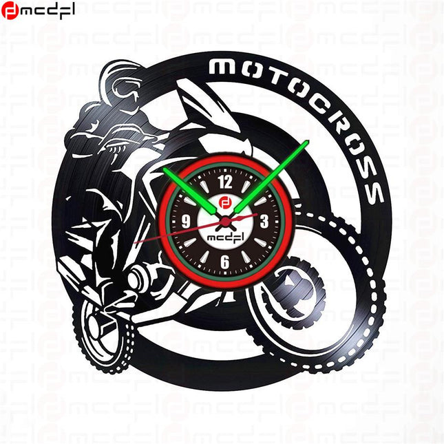 Motorcross wandklok rood en groen