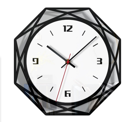 Geometrische wandklok in zwart en wit