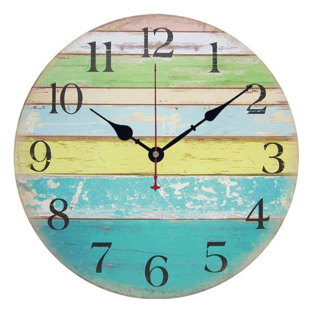 Ronde wandklok met strand look