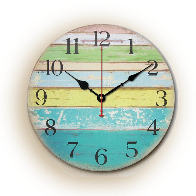 Ronde wandklok met strand look