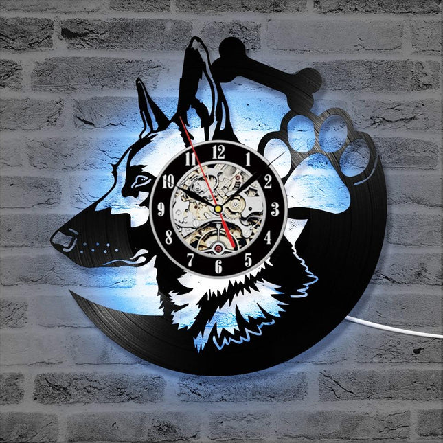 Vinyl wandklok met Duitse herder