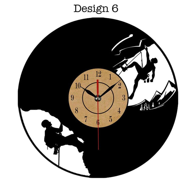 Vinyl wandklok met klimmen thema