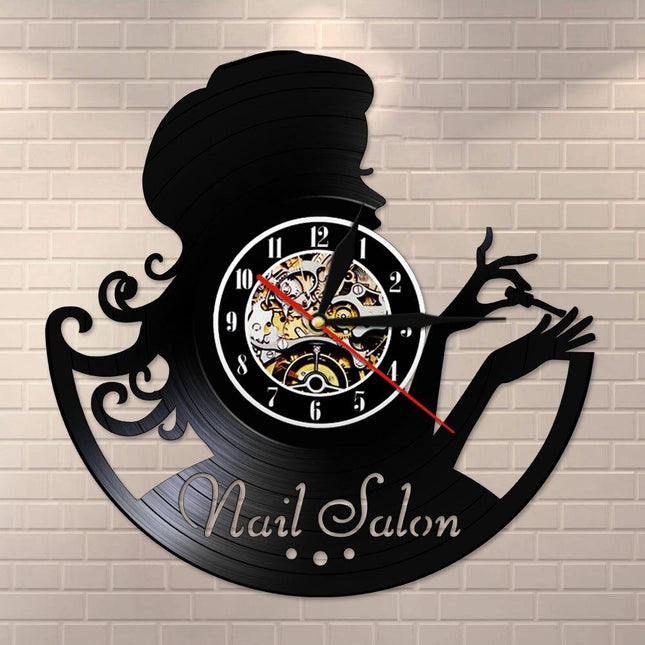 Vinyl wandklok decoratie voor nagelsalon