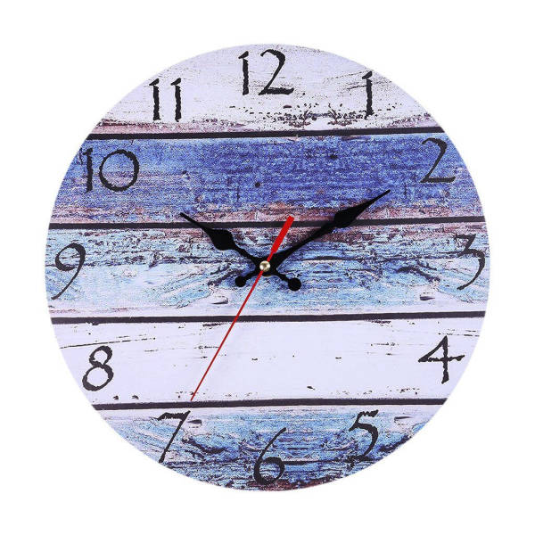 Ronde wandklok met blauwe sloophout look