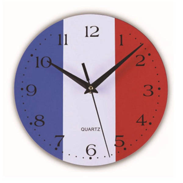 Ronde wandklok met Franse vlag