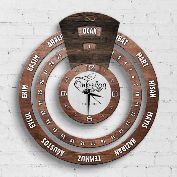 Houten wandklok Maya kalender design