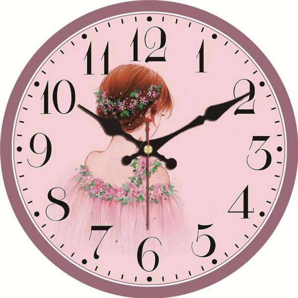 Roze houten wandklok voor meisjeskamer
