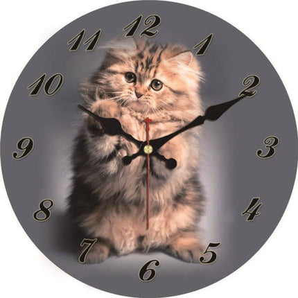 Ronde wandklok met foto van kitten