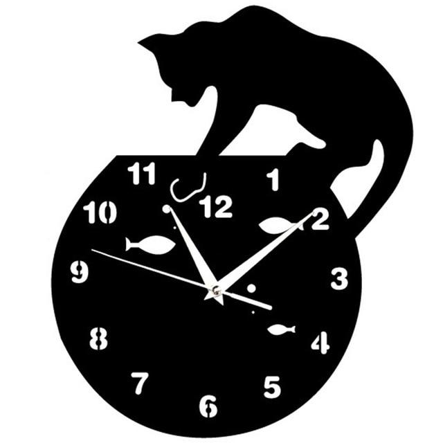 Wandklok met kat en vissen design