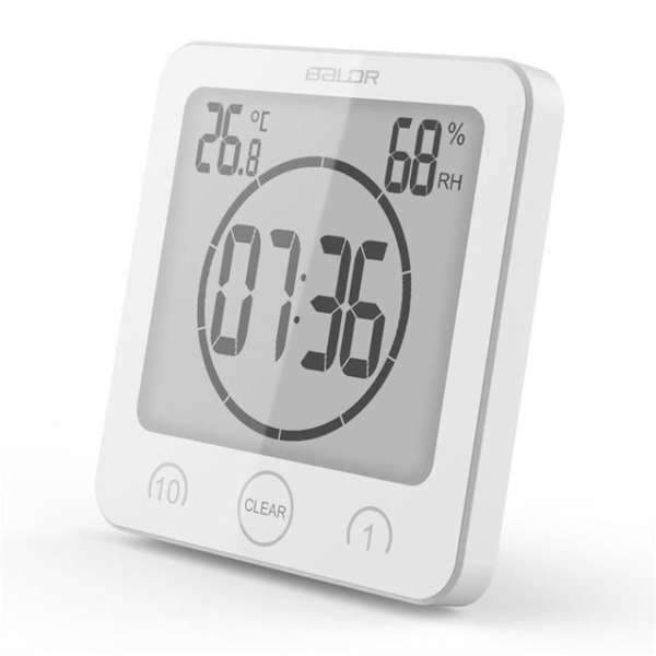 Digitale badkamerklok met timer temperatuur