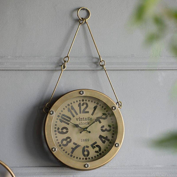 Industriële hangklok met ketting vintage stijl