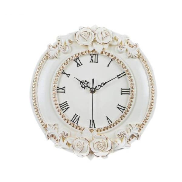 Witte romantische wandklok met rozen