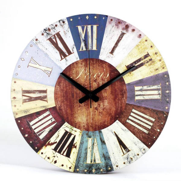 Grote vintage wandklok met Romeinse cijfers