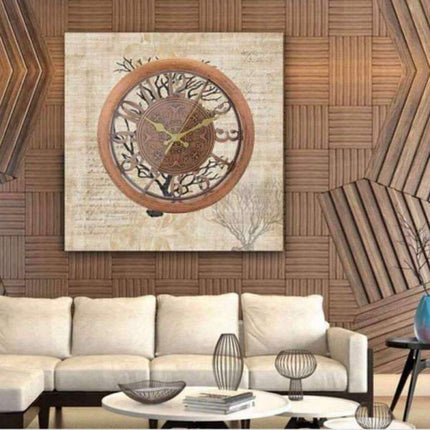 Wandklok met houtlook vintage stijl