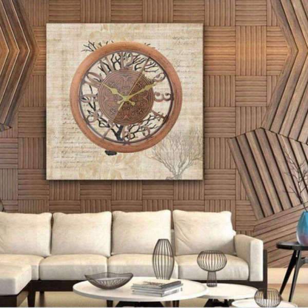 Wandklok met houtlook vintage stijl