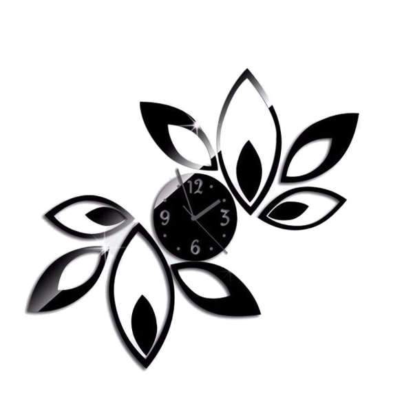 Wandklok sticker met spiegelende bloemen