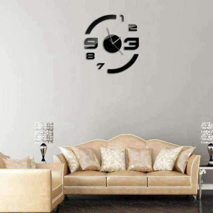 Moderne 3D wandklok met spiegelstickers