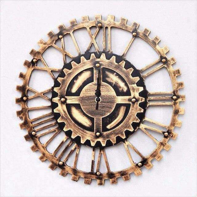 Grote industriële tandwiel wandklok retro