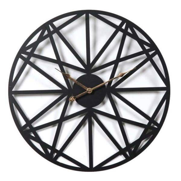 Grote smeedijzeren wandklok geometrisch design