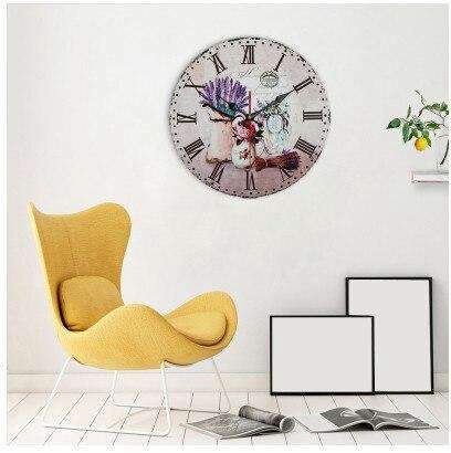 Grote vintage wandklok landelijk blauw