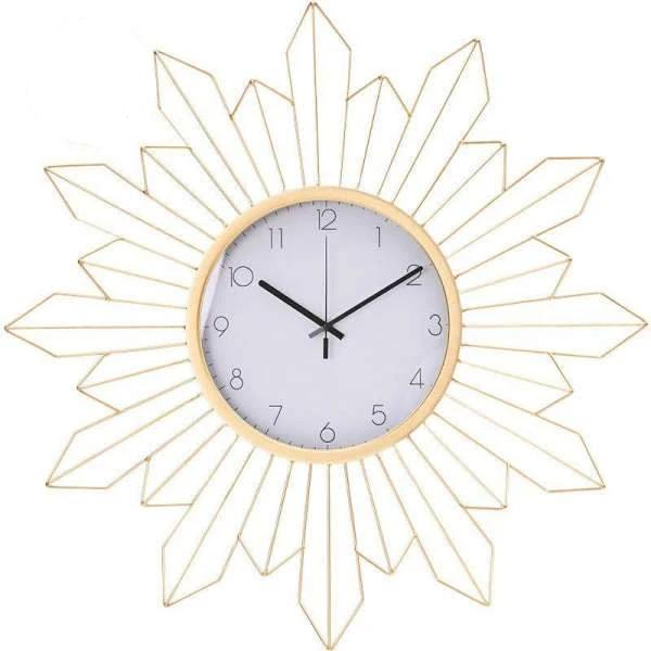 Grote metalen wandklok zon design