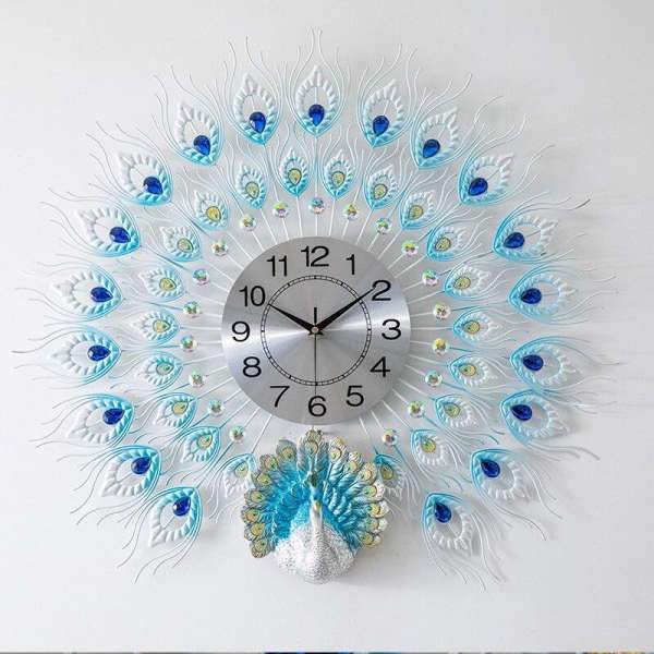 Grote wandklok in de vorm pauw