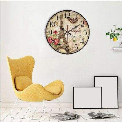 Grote romantische wandklok Eiffeltoren Parijs