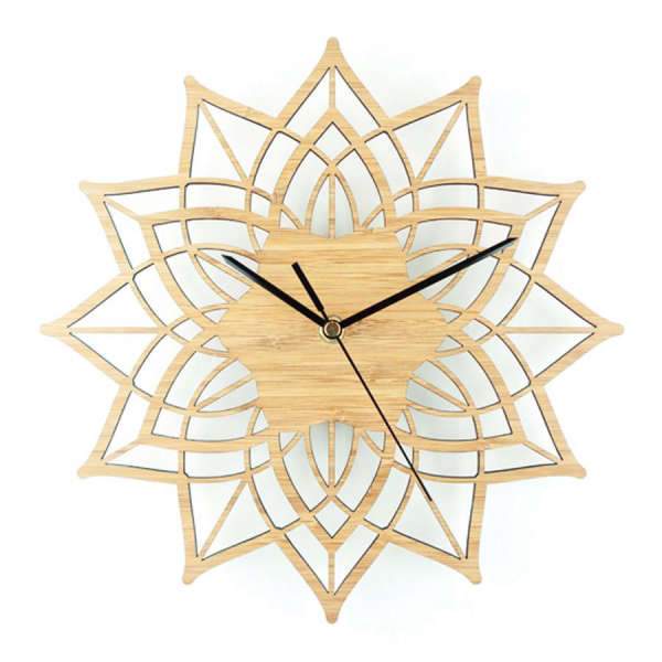 Grote houten wandklok mandala design