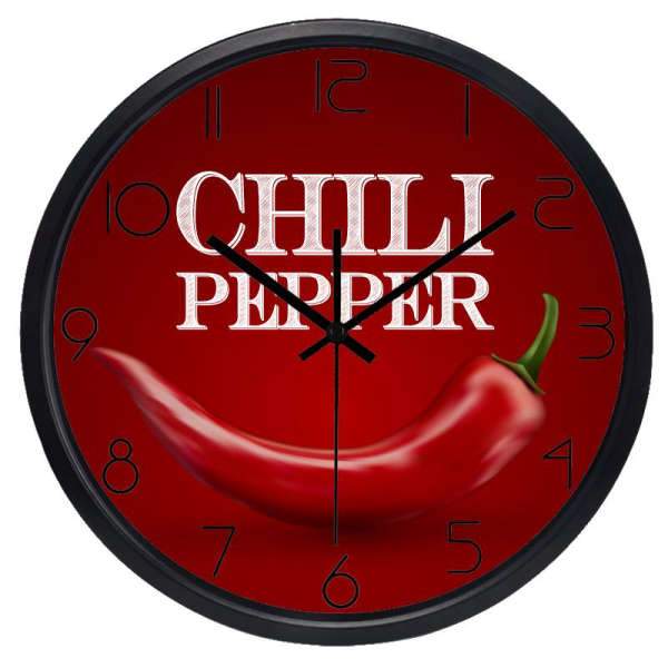 Ronde wandklok met chili peper