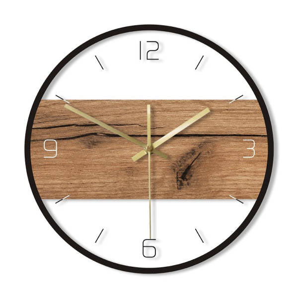 Moderne wandklok van hout en glas