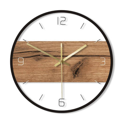 Moderne wandklok van hout en glas
