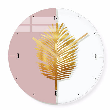 Moderne Wandklok met Gouden Palmblad