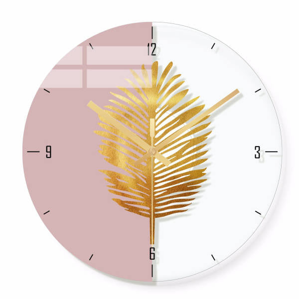 Moderne Wandklok met Gouden Palmblad