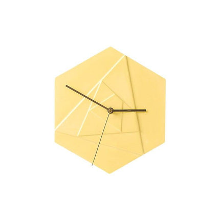 Geometrische Wandklok Hexagon Geel Design