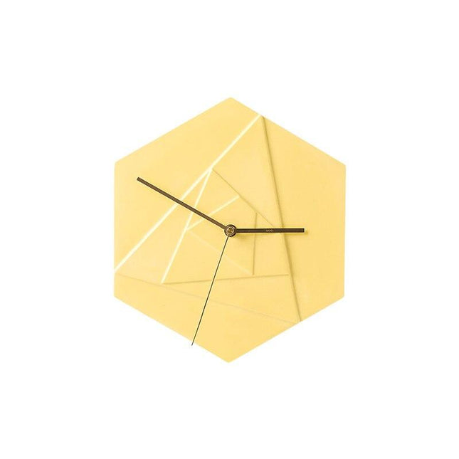 Geometrische Wandklok Hexagon Geel Design