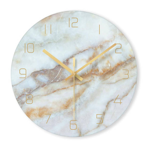 Luxe Wandklok Marmerpatroon Gouden Cijfers