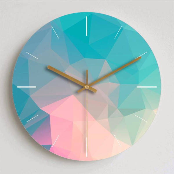 Moderne Wandklok Kleurrijk Polygoon Patroon