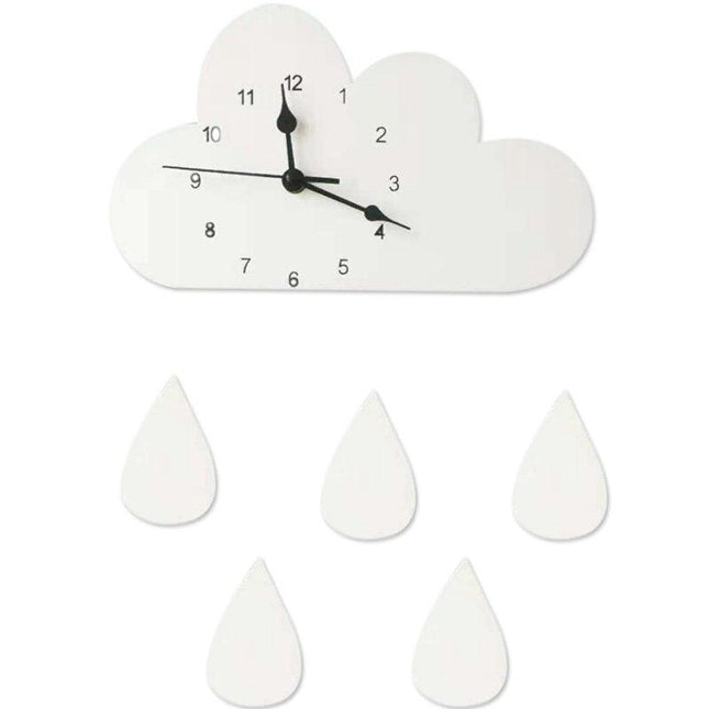 Decoratieve wandklok wolk met regendruppels