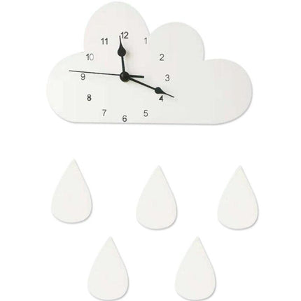 Decoratieve wandklok wolk met regendruppels